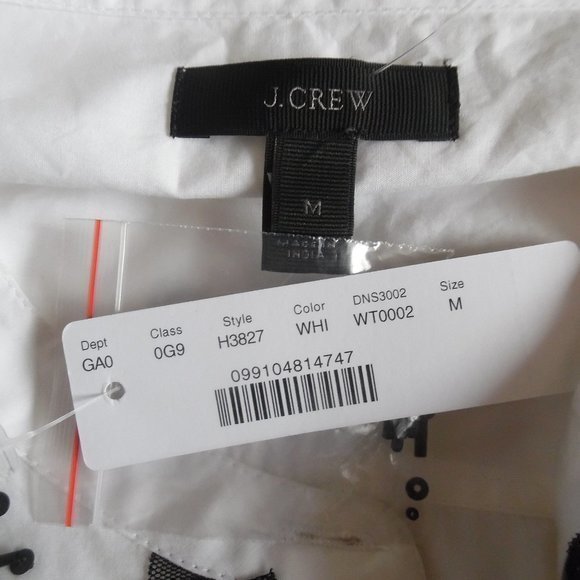 J.Crew Beaded Embellished Button Up Cotton Blouse Button up Top H3827‎ - Picture 11 of 12